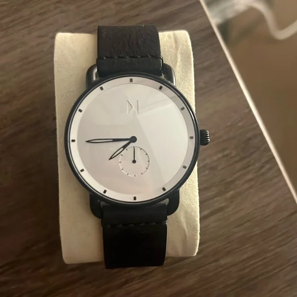 MVMT MR01-SIBL RAITH Movement Watch With 41mm Silver Face Black Leather  Band